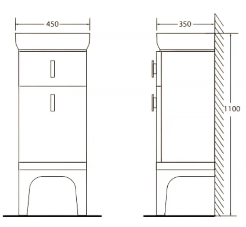Тумба BelBagno Prado 45 PRADO-1100-AC-PC-NL Nero Laccato Lucido МДФ / ЛДСП