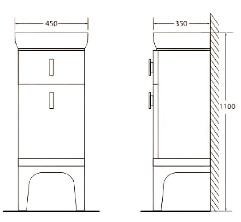 Тумба BelBagno Prado 45 PRADO-1100-AC-PC-NL Nero Laccato Lucido МДФ / ЛДСП