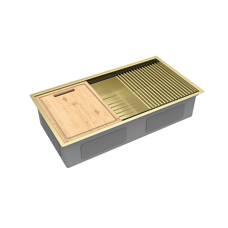 Кухонная мойка Lemark Tabaga 820 9938134 цвет Светлое золото