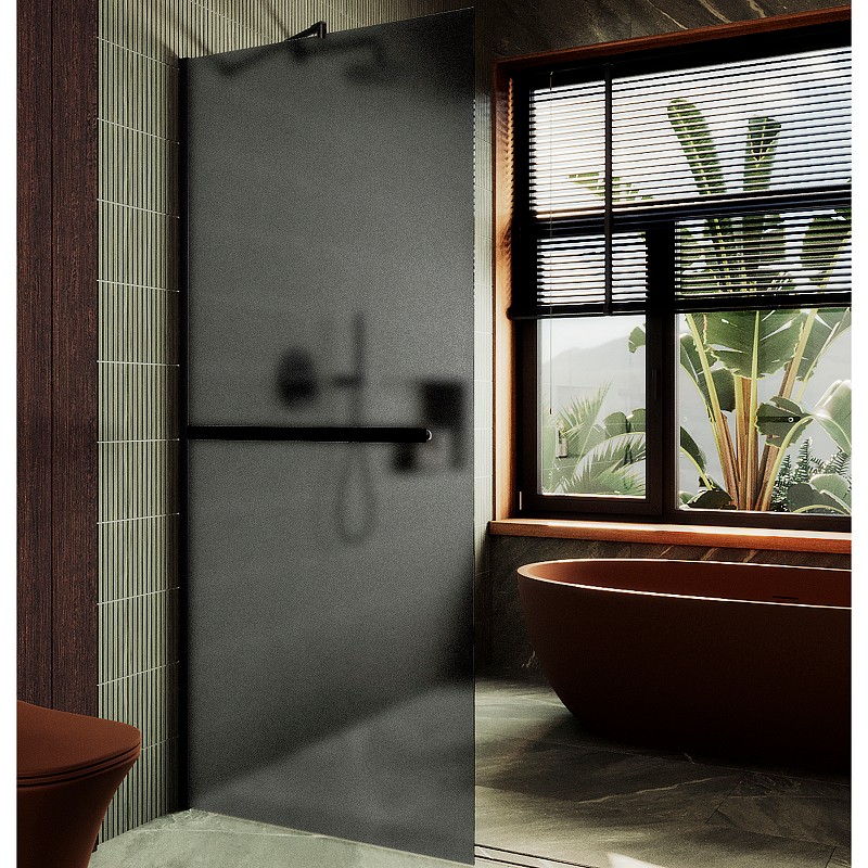 Душевая перегородка Maybah Glass MGD-730-6ш 790x1950 в широком профиле Черный стекло графитовое матовое