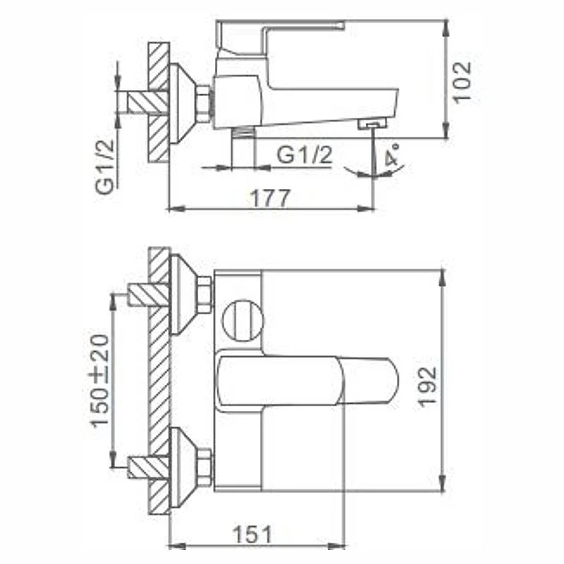 Смеситель для ванны Frap H73 F3273 Хром латунь на стену