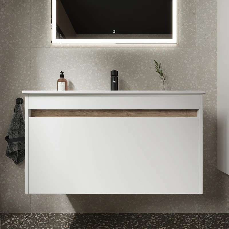 Тумба под раковину Sancos Smart 90 SM90W подвесная Белый глянец МДФ / ЛДСП