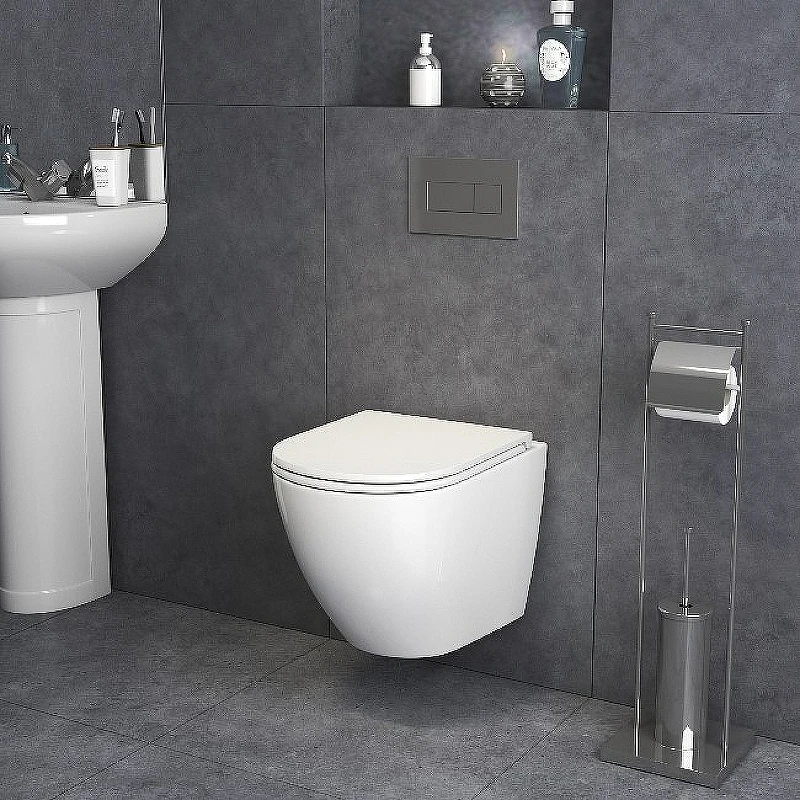 Комплект унитаза Grossman GR-4455S с инсталляцией Berges Novum D5 040235 с сиденьем Микролифт и Черной матовой клавишей смыва фаянс подвесной