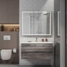 Зеркальный шкаф Art&Max Techno AM-Tec-1000-800-2D-F-Nero с подсветкой с бесконтактным выключателем Черный МДФ / ЛДСП, стекло
