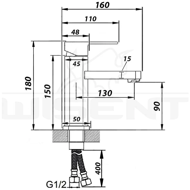 Смеситель для раковины Wisent W1006A цвет Хром