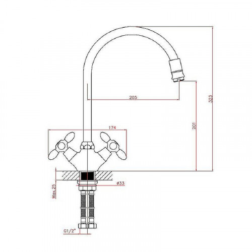 Смеситель для кухни Cron CN46127-8 Хром