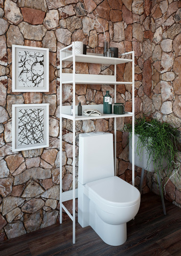 Стеллаж Sanflor 64 82613185 над сантехникой Белый муар МДФ / ЛДСП