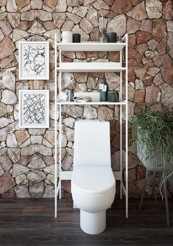 Стеллаж Sanflor 64 82613185 над сантехникой Белый муар МДФ / ЛДСП