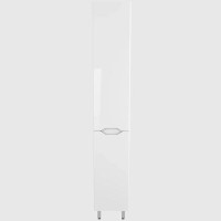 Шкаф пенал Style Line Марелла 30 L Люкс Plus СС-00002428 с бельевой корзиной Белый глянец антискрейтч МДФ / ЛДСП