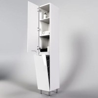 Шкаф пенал Style Line Марелла 30 L Люкс Plus СС-00002428 с бельевой корзиной Белый глянец антискрейтч МДФ / ЛДСП