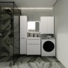 Шкаф пенал Style Line Марелла 30 L Люкс Plus СС-00002428 с бельевой корзиной Белый глянец антискрейтч МДФ / ЛДСП