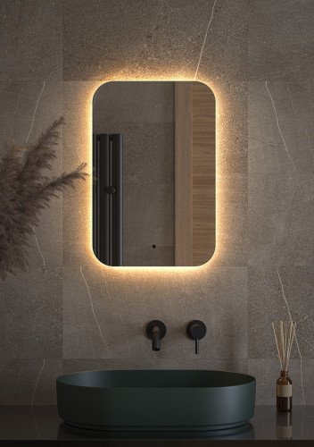 Зеркало Defesto Opti 40x60 DF 2812R с подсветкой 17W-3000К/ИК - выключатель/Теплый белый свет