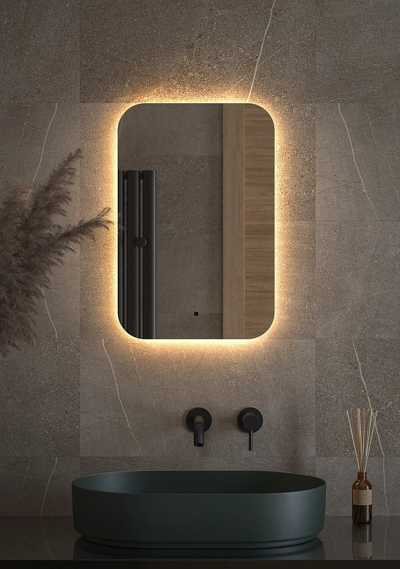 Зеркало Defesto Opti 40x60 DF 2812R с подсветкой 17W-3000К/ИК - выключатель/Теплый белый свет