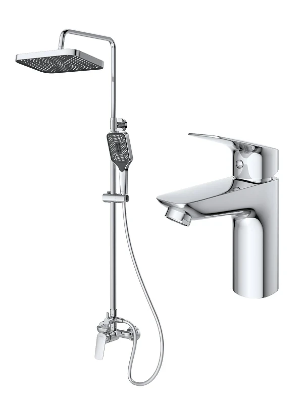 Комплект смесителей BelBagno Техно (Due) DUE-DOCM/LVM-CRM цвет Хром
