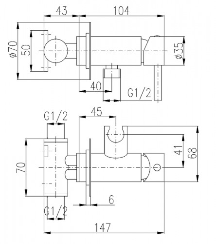 Гигиенический душ со смесителем Rav Slezak Seina SE843/1B Белый глянцевый латунь на стену