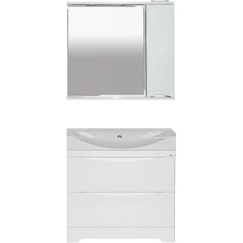 Зеркало со шкафом Misty Элвис 85 R П-Элв-01085-011П с подсветкой Белое глянцевое