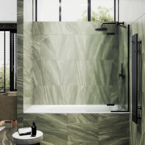 Шторка для ванны Maybah Glass MGV-661-6 690х1400 поворотная с добором Черный стекло сатиновое