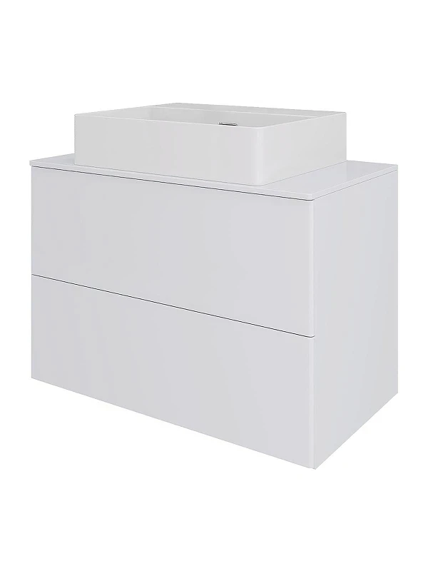 Тумба с раковиной Orange Otto 75 Ot-75TuMDF+B04-500W подвесная цвет Белый глянец