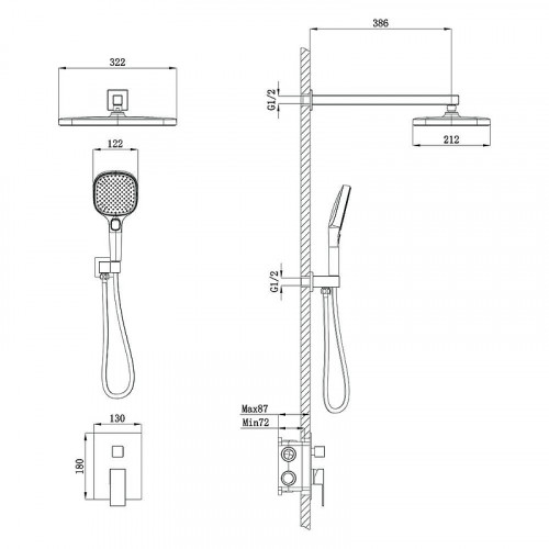 Душевая система Veconi Avella AV-410-B-C4 цвет Черный матовый