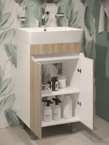 Тумба с раковиной DIWO Архангельск 50 1108029 цвет Белый, Сонома