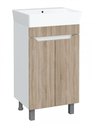 Тумба с раковиной DIWO Архангельск 50 1108029 цвет Белый, Сонома