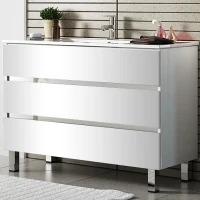 Тумба с раковиной SanVit Кубэ-3 75 kkube3075 в цвете Ral Белый глянец МДФ / ЛДСП