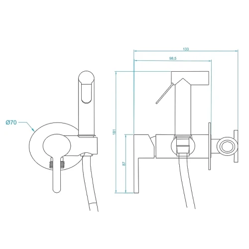 Гигиенический душ со смесителем RGW Shower Panels SP-206 511408206-01 Хром латунь на стену