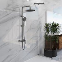Душевая система Vincea Arco VSFS-4AR1GM Вороненая сталь латунь на стену