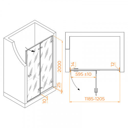 Душевая дверь RGW Stilvoll SV-004 120 353200412-21 профиль Хром стекло матовое