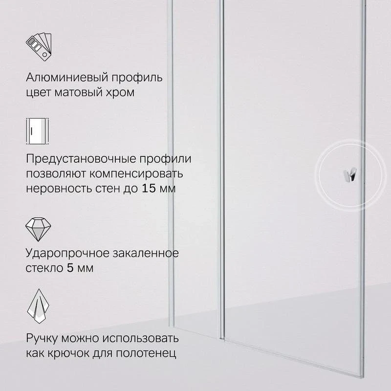 Душевая дверь AM.PM Sunny 100 W87G-100-1P-MT профиль Хром матовый стекло прозрачное