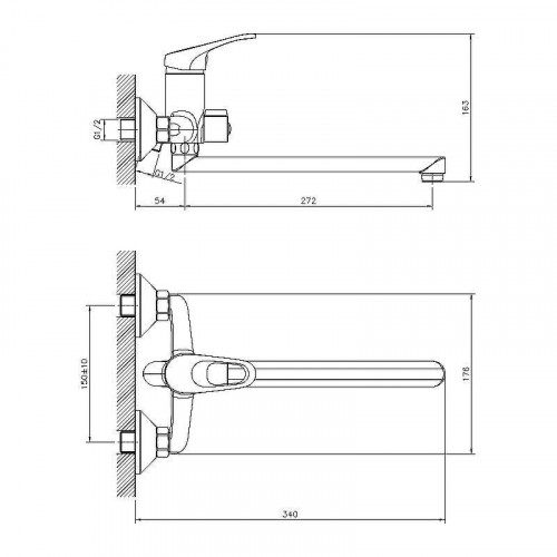 Смеситель для ванны Decoroom DR21043 универсальный Хром