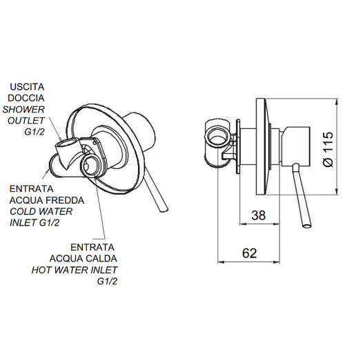 Смеситель для душа Remer Minimal N30 Хром латунь встраиваемый