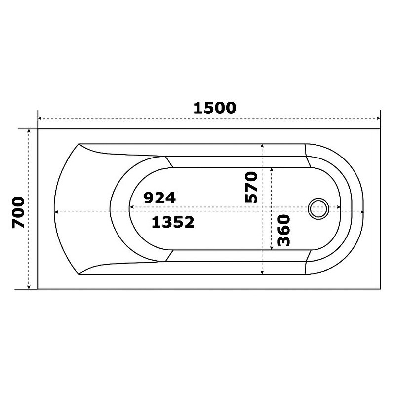 Акриловая ванна Creto Scala 150х70 1-1156 без гидромассажа