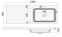 Раковина Orange Камилла 130 OP-130RAR с местом под стиральную машину Белая искусственный камень (литьевой мрамор) с местом под стиральную машину, полувстраиваемая
