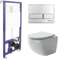 Унитаз с инсталляцией Ceramicanova Forma CN3009 + Berges Novum L3 040213 с сиденьем Микролифт и клавишей смыва Хром