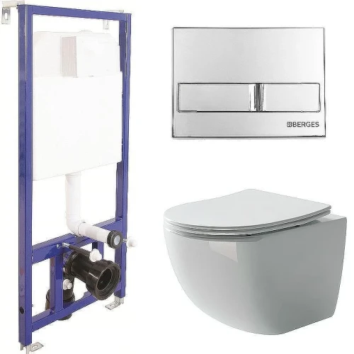 Унитаз с инсталляцией Ceramicanova Forma CN3009 + Berges Novum L3 040213 с сиденьем Микролифт и клавишей смыва Хром