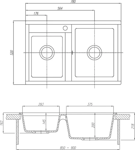 Кухонная мойка Aquaton Делия 78 DBL 1A723132DE240 Жемчуг искусственный камень (литьевой мрамор) встраиваемый