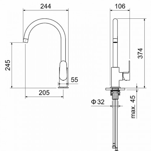 Смеситель для кухни Aquatek Оберон AQ1282MB Черный матовый латунь
