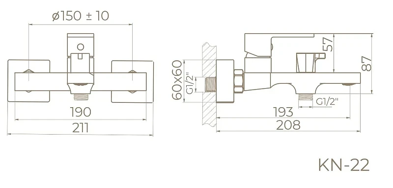 Смеситель для ванны Knotlor Stable KN-22/BL цвет Черный матовый
