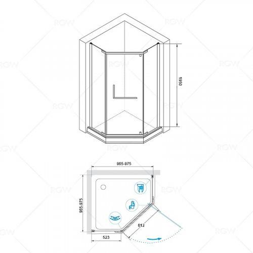 Душевой уголок RGW Passage PA-081 100x100 35088100-11 профиль Хром стекло прозрачное