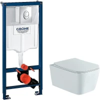 Унитаз с инсталляцией Aquatek Либра New AQ1148N-00 + Grohe Rapid SL 38721001 с сиденьем Микролифт и клавишей смыва Хром