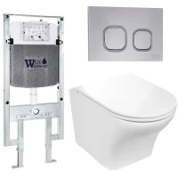 Комплект унитаза с инсталляцией WeltWasser AMBERG 497 ST + ODENBACH 004 GL-WT + AMBERG RD-CR 10000006740 цвет Белый глянцевый с сиденьем Микролифт и клавишей смыва цвет Хром