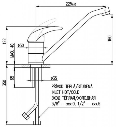 Смеситель для раковины Rav Slezak Dunaj D405.5 Хром латунь