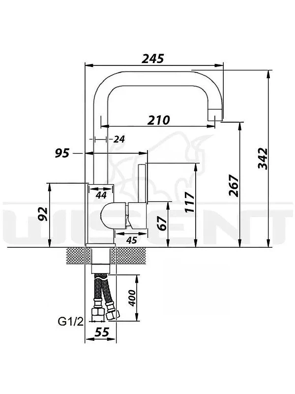 Кухонная мойка Wisent 50 WS35044/W02-114/W405A/W302644/W4998-4 со смесителем цвет Сатин