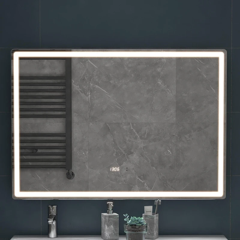 Зеркало Vigo Geometry Luxe 100 211 с подсветкой с бесконтактным выключателем с диммером с подогревом и часами