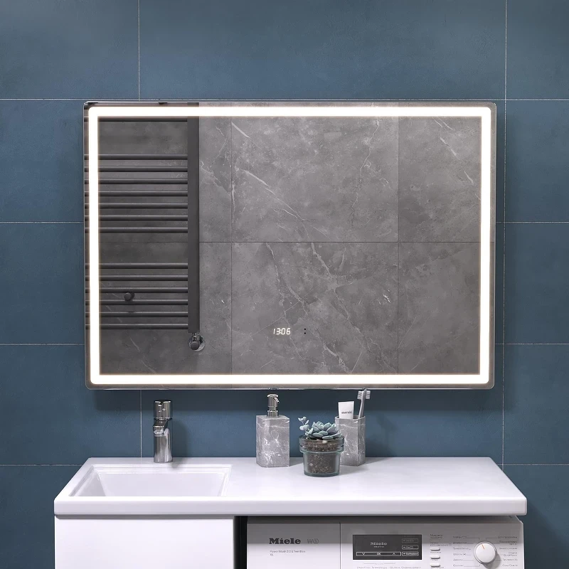 Зеркало Vigo Geometry Luxe 100 211 с подсветкой с бесконтактным выключателем с диммером с подогревом и часами
