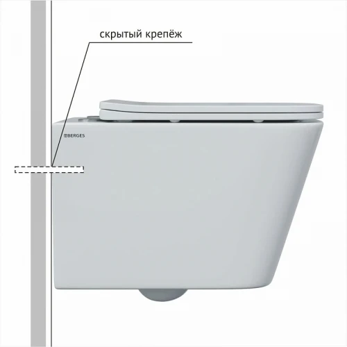 Комплект унитаза Berges Floe S Rimless с инсталляцией Atom 043369 с сиденьем Микролифт и клавишей смыва Хром глянцевый фарфор подвесной