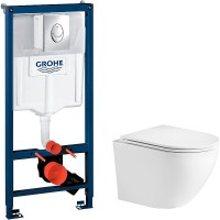 Комплект унитаза WeltWasser Merzbach 043 GL-WT 10000009939 с инсталляцией Grohe Rapid SL 38721001 с сиденьем Микролифт и клавишей смыва Хром фаянс подвесной