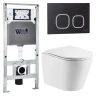 Комплект унитаза с инсталляцией WeltWasser AMBERG 506 ST + SALZBACH 043 GL-WT + AMBERG RD-BL 10000011504 цвет Белый глянцевый с сиденьем Микролифт и клавишей смыва цвет Черный