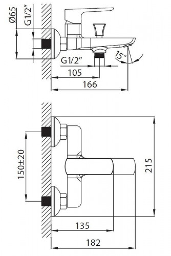 Cмеситель для ванны Creavit Slope SP2500 цвет Хром